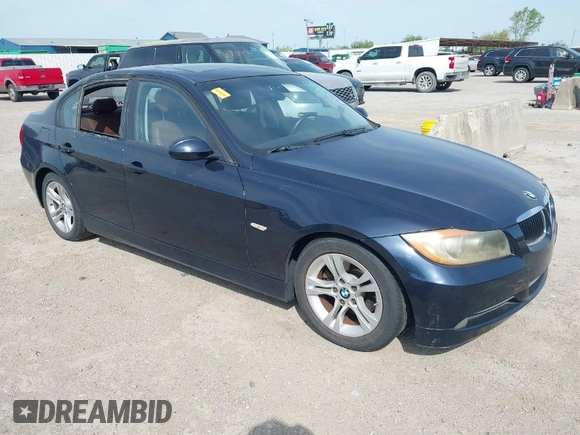 2008 BMW 3 Series 328i with VIN WBAVA375X8NL47238, listed as a IAAI auction lot 42029393 with 146,664 mi miles. Bid and sale history available at carsss.com. Image 1.