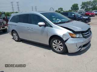 2014 Honda Odyssey EX-L with VIN 5FNRL5H65EB054116, listed as a IAAI auction lot 42444183 with 37,651 mi miles and . Bid and sale history available at DreamBid. Image 1.