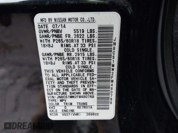 2015 Infiniti QX70 with VIN JN8CS1MW2FM480768, listed as a IAAI auction lot 41229824 with 149,146 mi miles and . Bid and sale history available at DreamBid. Image 9.
