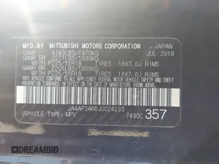 2018 Mitsubishi Outlander SE with VIN JA4AP3AW8JU024233, listed as a IAAI auction lot 42372765 with 104,655 mi miles and . Bid and sale history available at DreamBid. Image 9.
