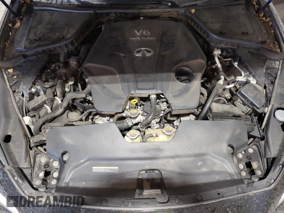 2020 Infiniti Q50 Red Sport 400 with VIN JN1FV7AR5LM660326, listed as a Copart auction lot 50599215 with 77,739 mi miles and Salvage Title. Bid and sale history available at carsss.com. Image 11.