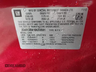 2013 GMC Terrain SLT с VIN 2GKFLVEK1D6209581, выставлен на аукционе IAAI как лот 41667245 с пробегом 94 235 миль миль и . История ставок и продаж доступна на DreamBid. Изображение 9.
