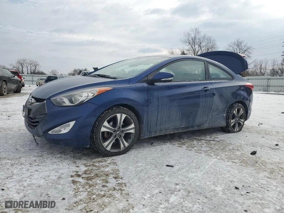 2013 Hyundai Elantra Coupe GS PZEV with VIN KMHDH6AE3DU008935, listed as a Copart auction lot 88859555 with 63,660 mi miles and Salvage Title. Bid and sale history available at carsss.com. Image 1.