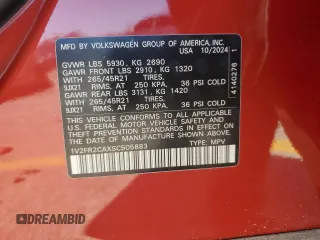2025 Volkswagen Atlas SEL Premium R-Line z VIN 1V2FR2CAXSC505883, wystawiony jako Copart lot #44755475 z przebiegiem Nie podano mil oraz Szkoda całkowita • Salvage title. Historia ofert i sprzedaży dostępna na DreamBid. Obrazek 13.