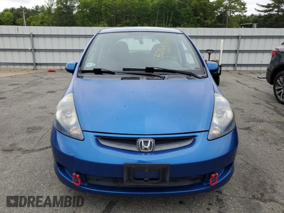 2007 Honda Fit with VIN JHMGD38497S020207, listed as a Copart auction lot 57447875 with 185,603 mi miles and Salvage title. Bid and sale history available at DreamBid. Image 5.