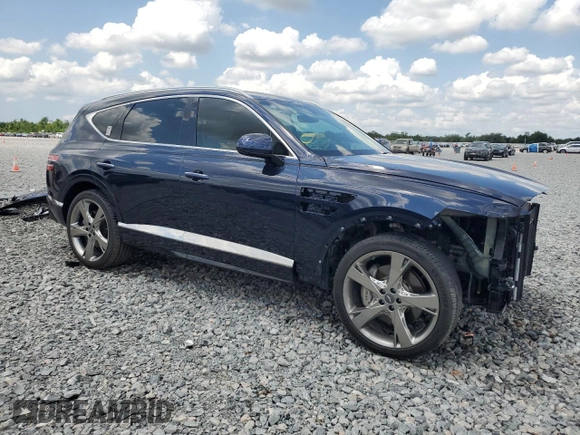 2022 Genesis GV80 with VIN KMUHCESC8NU100536, listed as a Copart auction lot 56201335 with 23,427 mi miles and Salvage title. Bid and sale history available at DreamBid. Image 4.