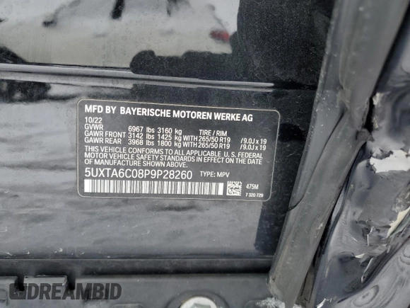 2023 BMW X5 xDrive45e with VIN 5UXTA6C08P9P28260, listed as a Copart auction lot 44729105 with 59,731 mi miles and Salvage Title. Bid and sale history available at carsss.com. Image 14.