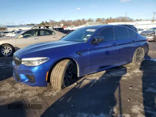 2019 BMW M5 with VIN WBSJF0C5XKB285493, listed as a Copart auction lot 87696545 with 47,381 mi miles and Salvage Title. Bid and sale history available at carsss.com. Image 1.