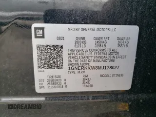 2021 Chevrolet Traverse Premier with VIN 1GNERKKW8MJ178027, listed as a Copart auction lot 64419784 with 58,921 mi miles and Salvage Title. Bid and sale history available at carsss.com. Image 14.