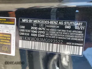 2021 Mercedes-Benz C 300 z VIN W1KWJ8DB3MG093522, wystawiony jako Copart lot #72773834 z przebiegiem 58 008 mil mil oraz Szkoda całkowita • Salvage title. Historia ofert i sprzedaży dostępna na DreamBid. Obrazek 14.