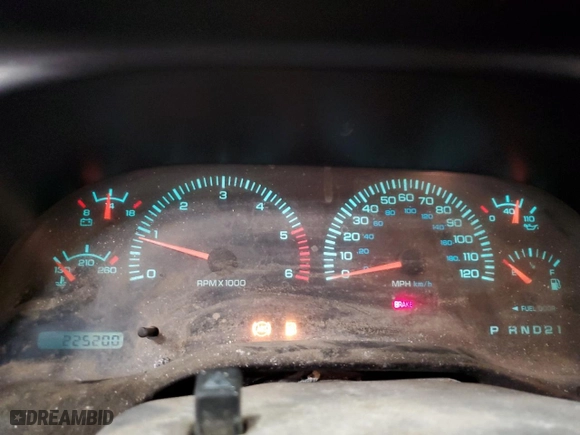 1998 Dodge Ram 1500 with VIN 3B7HF13Z0WG206831, listed as a Copart auction lot 45187745 with 225,200 mi miles and Salvage Title. Bid and sale history available at carsss.com. Image 9.