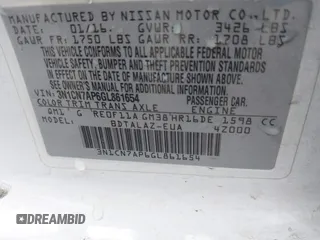 2016 Nissan Versa S Plus with VIN 3N1CN7AP6GL861654, listed as a IAAI auction lot 42065004 with 112,099 mi miles. Bid and sale history available at carsss.com. Image 9.