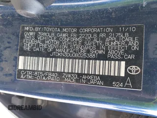 2011 Toyota Prius I z VIN JTDKN3DU0B0253881, wystawiony jako IAAI lot #42504310 z przebiegiem 148 758 mil mil oraz . Historia ofert i sprzedaży dostępna na DreamBid. Obrazek 9.