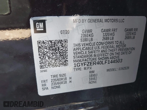 2020 Cadillac XT4 FWD Sport z VIN 1GYFZER40LF144503, wystawiony jako IAAI lot #41265649 z przebiegiem 79 120 mil mil oraz . Historia ofert i sprzedaży dostępna na DreamBid. Obrazek 9.