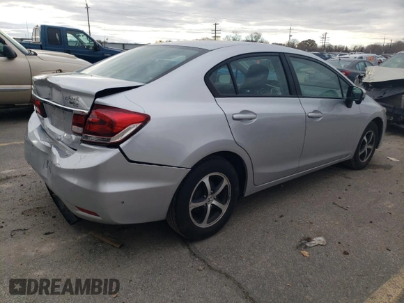 2015 Honda Civic Sedan SE with VIN 2HGFB2F75FH564317, listed as a Copart auction lot 82551864 with 120,074 mi miles and Salvage Title. Bid and sale history available at carsss.com. Image 3.