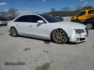 2014 Audi A8 4.0T with VIN WAUR2AFD9EN004542, listed as a Copart auction lot 50818845 with 75,908 mi miles and Salvage Title. Bid and sale history available at DreamBid. Image 4.
