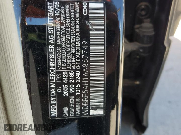 2006 Mercedes-Benz C 280 Luxury с VIN WDBRF54H16A867749, выставлен на аукционе Copart как лот 56594585 с пробегом 227 397 миль миль и Списание • Salvage title. История ставок и продаж доступна на DreamBid. Изображение 12.