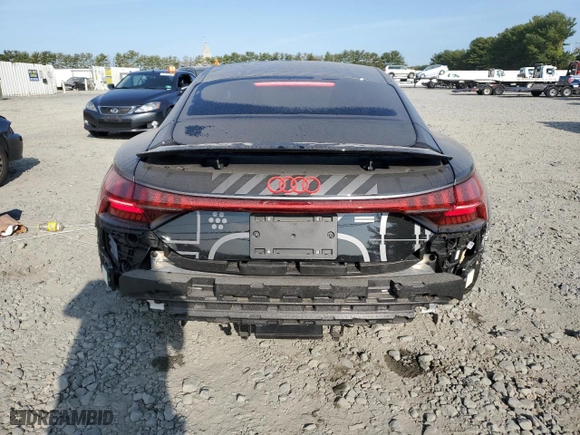 2023 Audi RS e-tron GT with VIN WAUAHBFW8P7901345, listed as a Copart auction lot 71465134 with 17345 miles and Salvage Title. Bid and sale history available at carsss.com. Image 6.