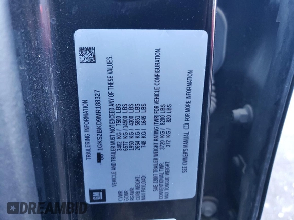 2021 GMC Yukon SLT with VIN 1GKS2BKD9MR188327, listed as a Copart auction lot 82426804 with 91,959 mi miles and Salvage Title. Bid and sale history available at carsss.com. Image 15.