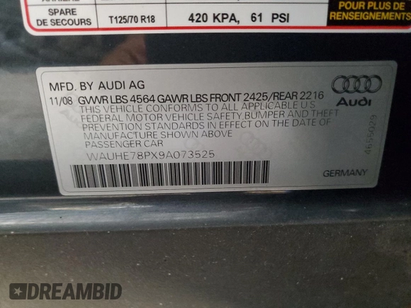 2009 Audi A3 z VIN WAUHE78PX9A073525, wystawiony jako Copart lot #46036505 z przebiegiem 140 883 mil mil oraz Czysty tytuł • Clean title. Historia ofert i sprzedaży dostępna na DreamBid. Obrazek 12.