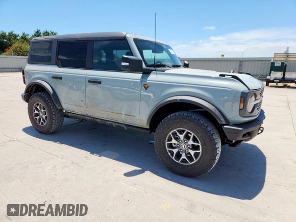 2024 Ford Bronco Badlands with VIN 1FMEE9BP5RLA42032, listed as a Copart auction lot 66133425 with 4,143 mi miles and Salvage title. Bid and sale history available at DreamBid. Image 4.