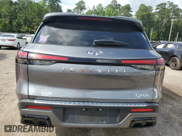 2023 Infiniti QX60 Luxe with VIN 5N1DL1FR2PC357625, listed as a Copart auction lot 61527115 with 50,177 mi miles and Salvage title. Bid and sale history available at DreamBid. Image 6.