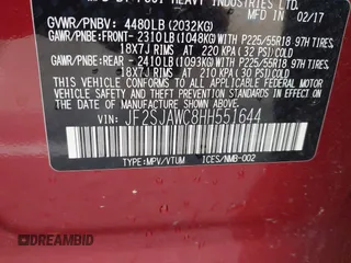 2017 Subaru Forester Touring z VIN JF2SJAWC8HH551644, wystawiony jako IAAI lot #42233209 z przebiegiem 108 199 mil mil oraz . Historia ofert i sprzedaży dostępna na DreamBid. Obrazek 9.