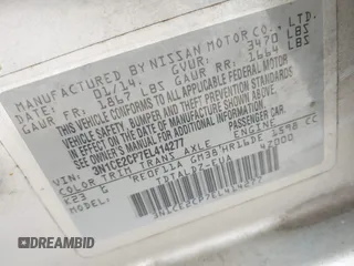 2014 Nissan Note S with VIN 3N1CE2CP7EL414277, listed as a IAAI auction lot 42595961 with 236,519 mi miles and . Bid and sale history available at DreamBid. Image 9.