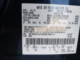 2013 Ford Edge SEL with VIN 2FMDK3JC8DBC54111, listed as a IAAI auction lot 41370384 with 141,419 mi miles. Bid and sale history available at carsss.com. Image 9.