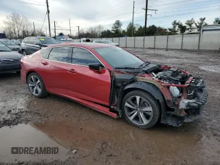 2021 Acura TLX w/Advance Package with VIN 19UUB5F67MA009722, listed as a Copart auction lot 43056775 with 27,394 mi miles and Salvage Title. Bid and sale history available at carsss.com. Image 4.