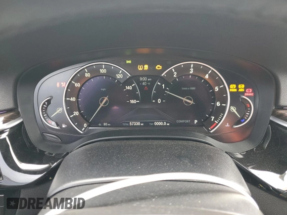 2017 BMW 5 Series 540i with VIN WBAJE5C33HG915675, listed as a Copart auction lot 55857135 with 57,330 mi miles and Salvage title. Bid and sale history available at DreamBid. Image 9.