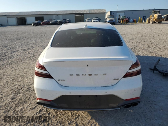 2023 Genesis G70 2.0T with VIN KMTG34TA3PU105184, listed as a Copart auction lot 77366344 with 36,582 mi miles and Salvage Title. Bid and sale history available at carsss.com. Image 6.