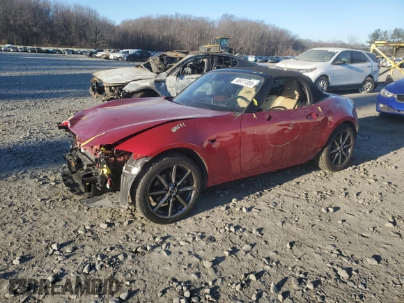 2017 Mazda MX-5 Miata Grand Touring with VIN JM1NDAD75H0123957, listed as a Copart auction lot 88411355 with 34,310 mi miles and Salvage title. Bid and sale history available at DreamBid. Image 1.