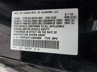 2020 Honda Odyssey EX-L с VIN 5FNRL6H71LB045666, выставлен на аукционе Copart как лот 57064755 с пробегом 85 151 миль миль и На запчасти • Non repairable. История ставок и продаж доступна на DreamBid. Изображение 13.
