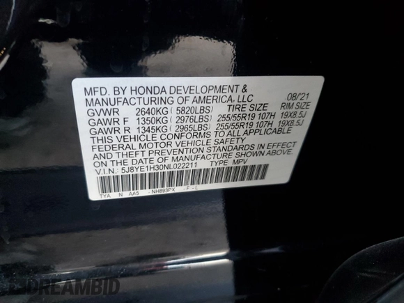 2022 Acura MDX with VIN 5J8YE1H30NL022211, listed as a Copart auction lot 89159125 with 79,266 mi miles and Salvage Title. Bid and sale history available at carsss.com. Image 15.