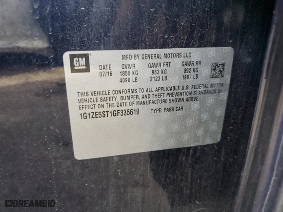 2016 Chevrolet Malibu LT with VIN 1G1ZE5ST1GF335619, listed as a Copart auction lot 41703975 with 103,149 mi miles and Salvage Title. Bid and sale history available at carsss.com. Image 14.