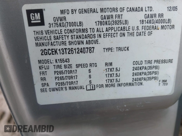 2006 Chevrolet Silverado 1500 LT1 with VIN 2GCEK13T261240787, listed as a IAAI auction lot 41694516 with 319,324 mi miles. Bid and sale history available at carsss.com. Image 9.