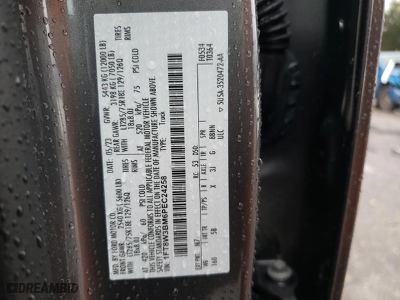 2023 Ford Super Duty F-350 SRW XL with VIN 1FT8W3BM6PEC24258, listed as a Copart auction lot 86287134 with NaN miles and Salvage Title. Bid and sale history available at carsss.com. Image 14.