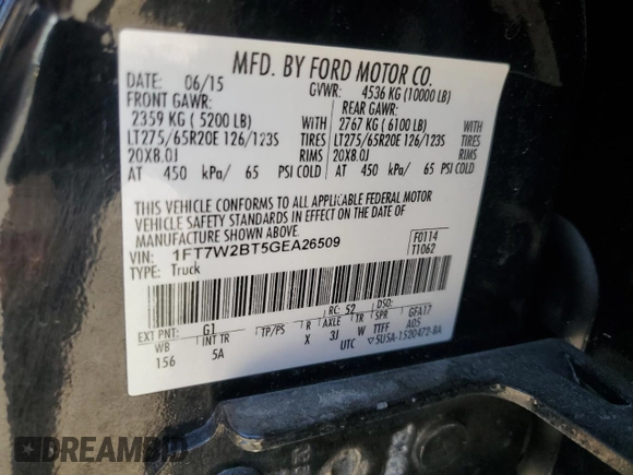2016 Ford F-250 Lariat z VIN 1FT7W2BT5GEA26509, wystawiony jako Copart lot #53240435 z przebiegiem 163 888 mil mil oraz Szkoda całkowita • Salvage title. Historia ofert i sprzedaży dostępna na DreamBid. Obrazek 14.
