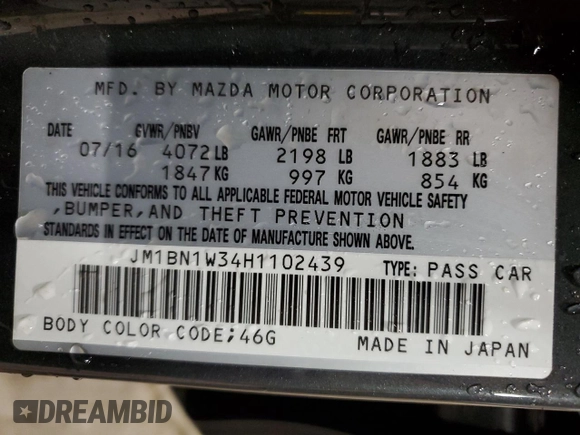 2017 Mazda 3 Grand Touring z VIN JM1BN1W34H1102439, wystawiony jako Copart lot #41627014 z przebiegiem 10 604 mil mil oraz Szkoda całkowita • Salvage title. Historia ofert i sprzedaży dostępna na DreamBid. Obrazek 14.