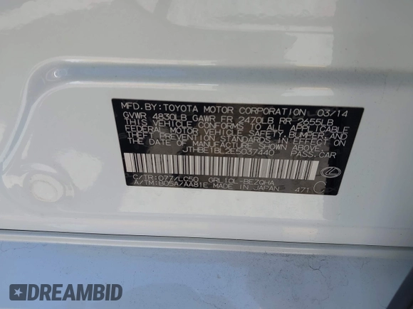 2014 Lexus GS 350 с VIN JTHBE1BL2E5037440, выставлен на аукционе IAAI как лот 42303933 с пробегом 85 612 миль миль и . История ставок и продаж доступна на DreamBid. Изображение 9.