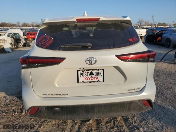 2021 Toyota Highlander L with VIN 5TDBZRBH6MS543426, listed as a Copart auction lot 86848444 with 104,414 mi miles and Salvage Title. Bid and sale history available at carsss.com. Image 6.