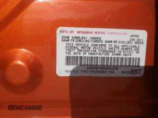2011 Mitsubishi Lancer Ralliart with VIN JA32V6FV2BU041238, listed as a Copart auction lot 62651394 with 142,469 mi miles and Salvage Title. Bid and sale history available at DreamBid. Image 12.