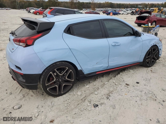 2021 Hyundai Veloster N with VIN KMHT36AH1MU008985, listed as a Copart auction lot 80621594 with 16,722 mi miles and Salvage Title. Bid and sale history available at carsss.com. Image 3.