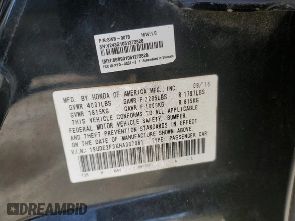 2017 Acura ILX with VIN 19UDE2F3XHA007061, listed as a Copart auction lot 46286935 with 117,546 mi miles and Salvage Title. Bid and sale history available at carsss.com. Image 14.