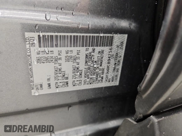 2023 Nissan Rogue S с VIN 5N1BT3AA0PC894756, выставлен на аукционе Copart как лот 61659665 с пробегом 54 904 миль миль и Списание • Salvage title. История ставок и продаж доступна на DreamBid. Изображение 14.