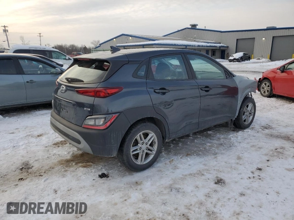 2022 Hyundai Kona SE with VIN KM8K2CAB9NU768527, listed as a Copart auction lot 43721125 with 76,231 mi miles and Salvage Title. Bid and sale history available at carsss.com. Image 3.