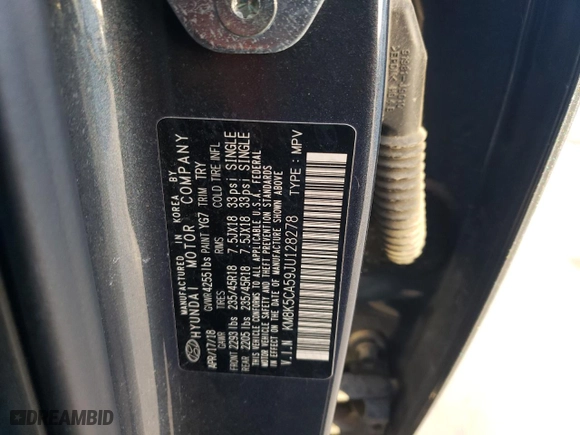 2018 Hyundai Kona Ultimate with VIN KM8K5CA59JU128278, listed as a Copart auction lot 42040795 with 38,497 mi miles and Salvage Title. Bid and sale history available at carsss.com. Image 13.