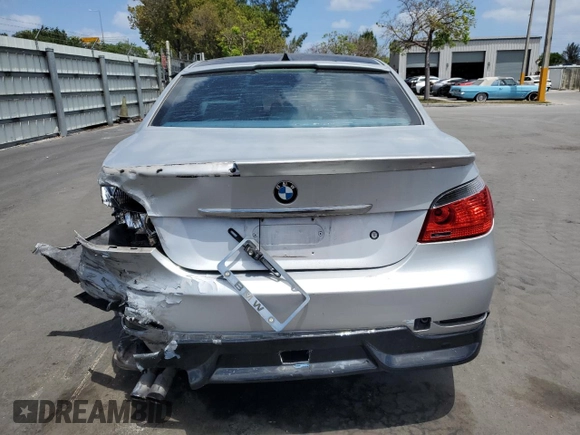 2005 BMW 5 Series 530i with VIN WBANA73505CR59646, listed as a Copart auction lot 55264865 with 187,911 mi miles and Salvage title. Bid and sale history available at DreamBid. Image 6.