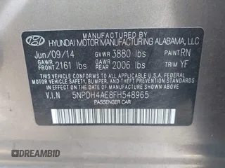 2015 Hyundai Elantra SE z VIN 5NPDH4AE8FH548965, wystawiony jako IAAI lot #42268202 z przebiegiem 178 107 mil mil oraz . Historia ofert i sprzedaży dostępna na DreamBid. Obrazek 9.